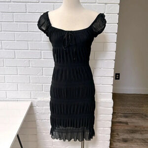 Vintage City Triangles Mesh Textured Dress Small